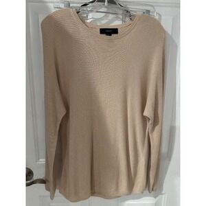 Forever 21 Ribbed Knit Top Long Sleeve Crew Neck‎ Basic Casual Beige M